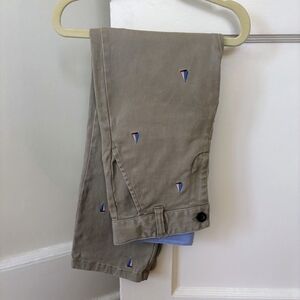 Men's Tan Pants with Embroidered Accents